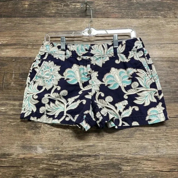 Ann Taylor LOFT Blue Floral Womens Shorts Size 4 - Picture 1 of 3